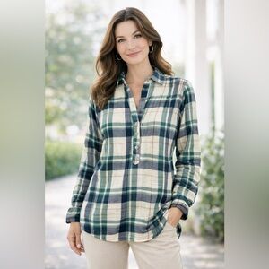 LOFT Green and Blue long sleeves Plaid Shirt/size XXSP